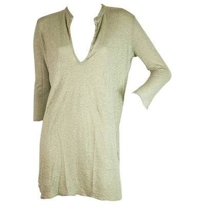 Pre-owned Majestic Linen Mini Dress In Grey