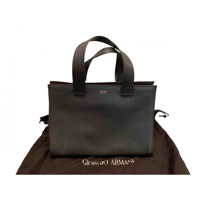 Pre-owned Giorgio Armani Leather Handbag In Grey