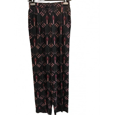 Pre-owned Valentino Silk Large Pants In Black