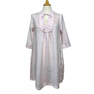 Pre-owned 120% Lino Linen Mini Dress In Pink