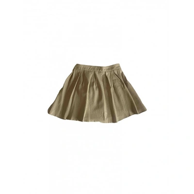 Pre-owned American Retro Leather Mini Skirt In Beige
