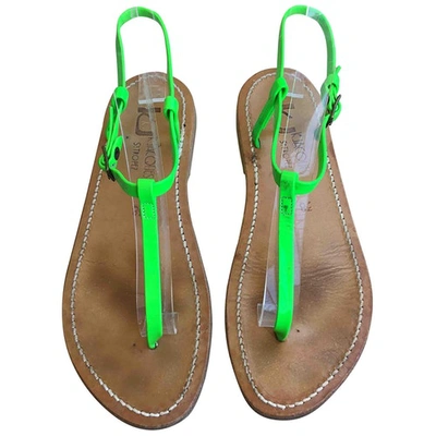 Pre-owned Kjacques Patent Leather Sandals In Green