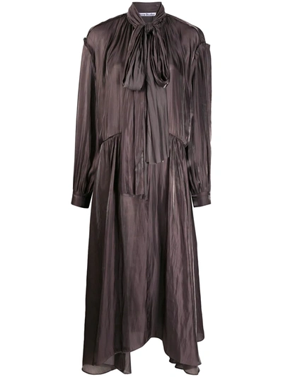 Acne Studios Tie-neck Satin Dress Chestnut Brown