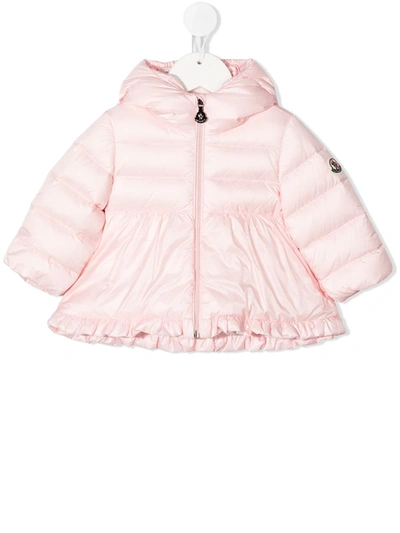 Moncler Babies' Flared Puffer Coat In Pink