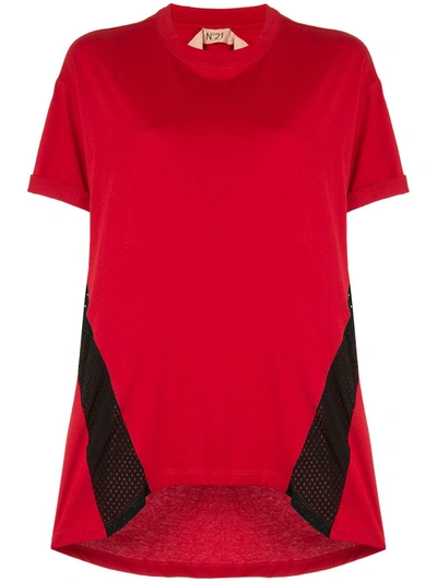 N°21 Mesh-panelled T-shirt In Red