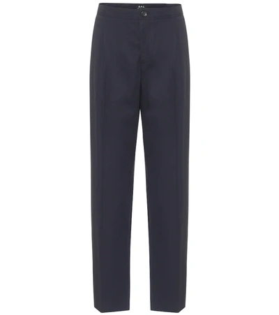 A.p.c. Amalfi Straight-leg Cotton Trousers In Navy