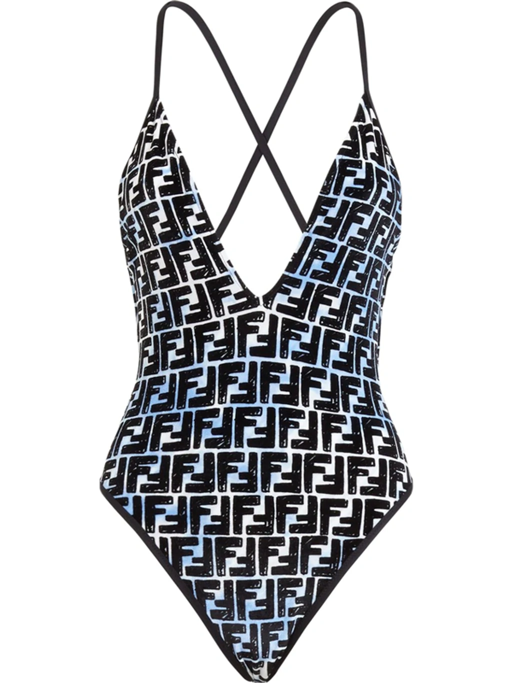 Fendi X Joshua Vides Ff Print Swimsuit In Blue | ModeSens
