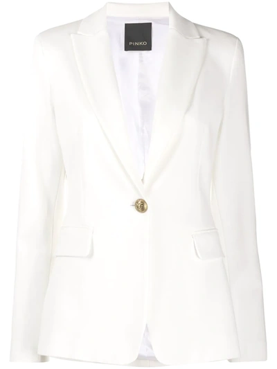 Pinko Single-breasted Linen Blazer In White