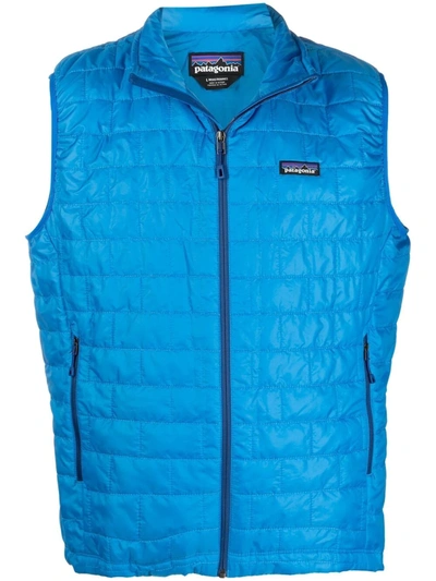Patagonia Logo Patch Padded Gilet In Blue