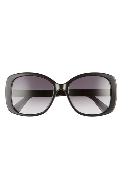 Gucci 56mm Gradient Square Sunglasses In Black/ Grey