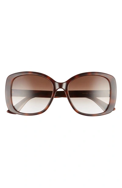 Gucci 56mm Gradient Square Sunglasses In Medium Havana/ Brown