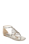 Badgley Mischka Women's Zoanne Crystal Cage Thong Sandals In Silver Leather