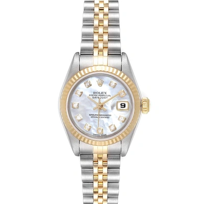 Rolex Datejust Steel Yellow Gold Mop Diamond Ladies Watch 79173 Box Papers In Not Applicable