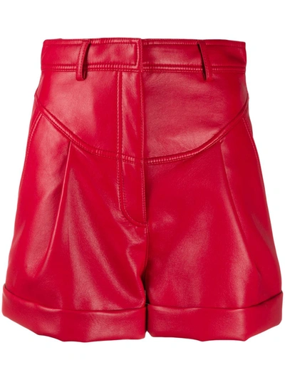 Philosophy Di Lorenzo Serafini High-rise Faux Leather Shorts In Rosso