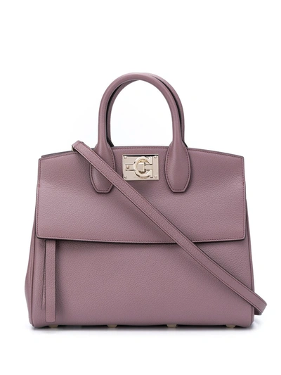 Ferragamo The Studio Pebbled Texture Tote Bag In Pink