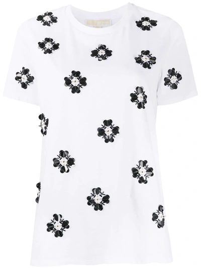 Michael Michael Kors Embellished Crew Neck T-shirt In White