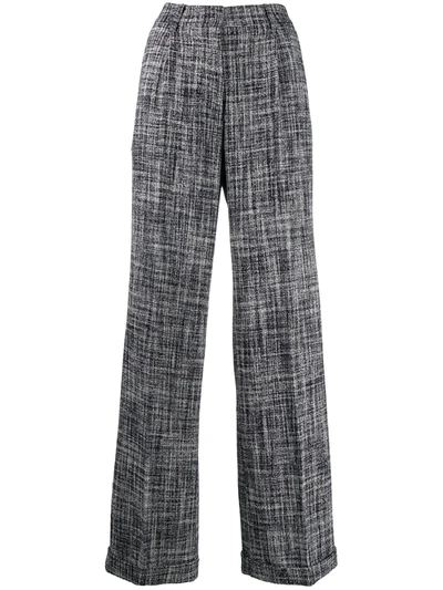 Off-white Tweed Wide-leg Trousers In Blue