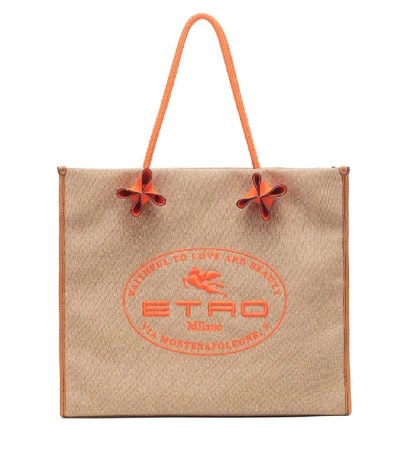 Etro Shopper Bag With Logo In Multicolour