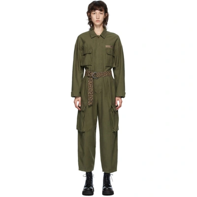 R13 Long Sleeve Military Jumpsuit In Olive