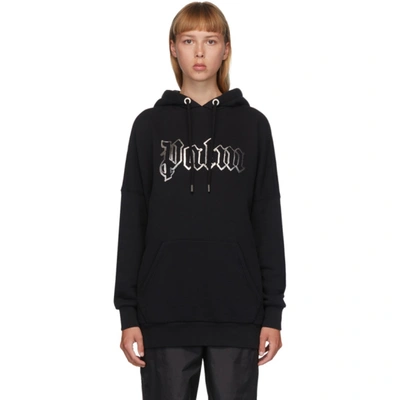 Palm Angels Black Glow-in-the Dark Hoodie In Black Metal