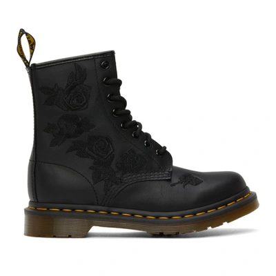 Dr. Martens Black 1460 Vonda Mono Floral Boots