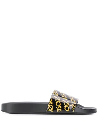 Versace Repeat Logo Slides In Black