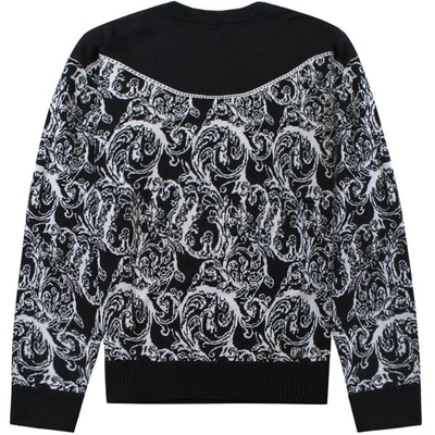 Versace Patterned Knitted Sweater In Black