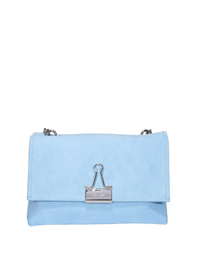 Off-white Soft Binder Clip Shoulder Bag In Light Blue