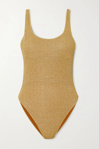Oseree Stretch-lurex Swimsuit In Gold