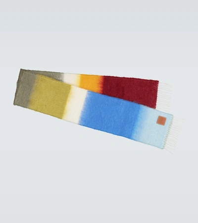 Loewe Striped Brushed Mohair And Wool Scarf In Multi-colour