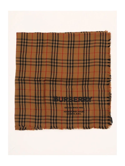 Burberry Logo Vintage Check Scarf In Brown