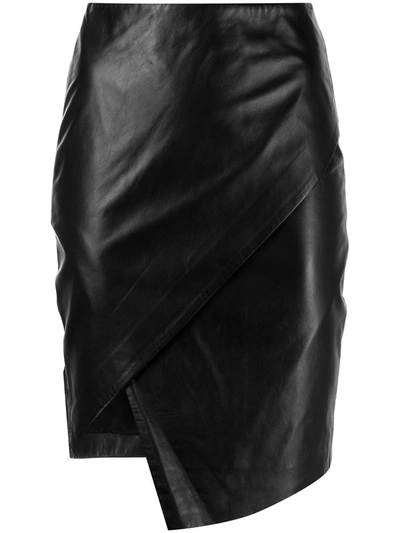 Michelle Mason Wrap-effect Patent-leather Mini Skirt In Black