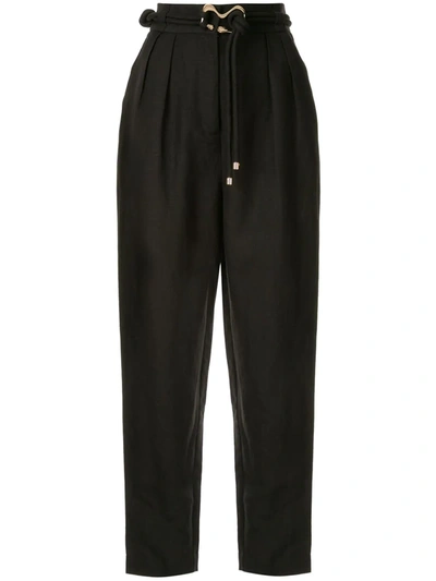 Acler Corsica Belted Straight-leg Trousers In Black