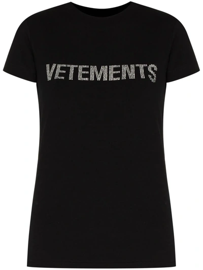 Vetements Embellished-logo Short-sleeve T-shirt In Black