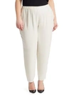 Eileen Fisher System Slouchy Silk Ankle Pants In Bone