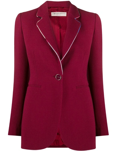 Emilio Pucci Trimmed Single-breasted Blazer In Red