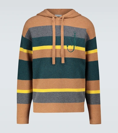 Jw Anderson Striped Hooded Sweater In Multicoloured
