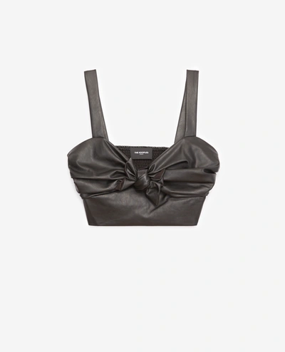 The Kooples Leather-effect Black Bustier Top With Straps