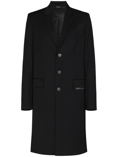 Givenchy Logo Band Single Breasted Coat In Black