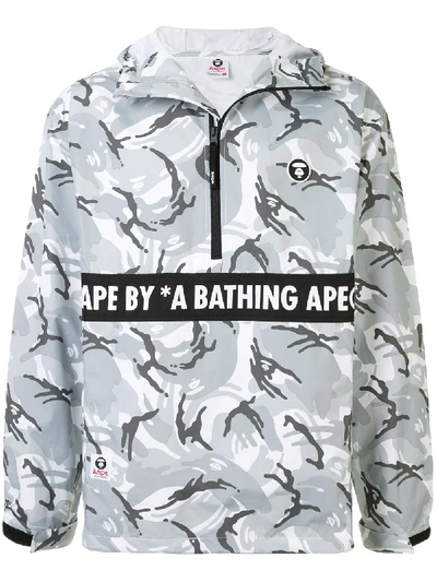Aape By A Bathing Ape Graphic Print Windbreaker In Grey