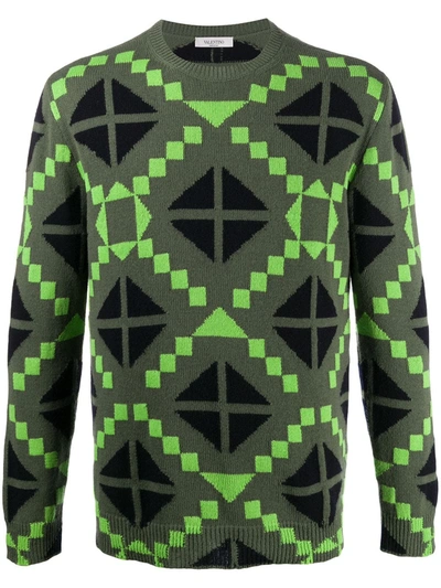 Valentino Geometric Print Jumper In Green