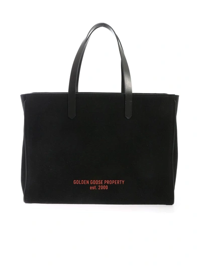 Golden Goose Contrasting Logo Shopper Bag In Black