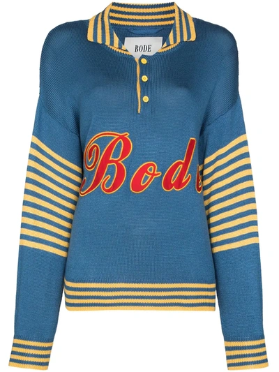 Bode Namesake Logo Appliqué Sweater In Blue