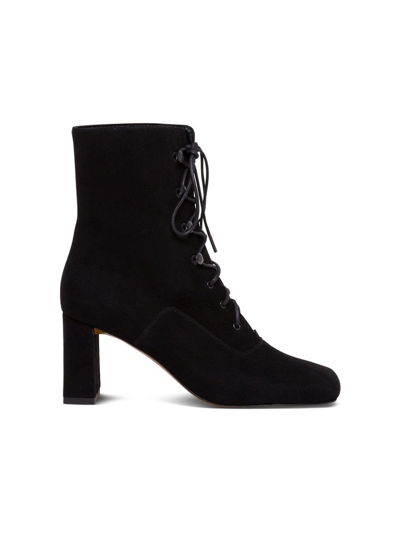 By Far Claude 80 Lace-up Suede Ankle Boots In Black