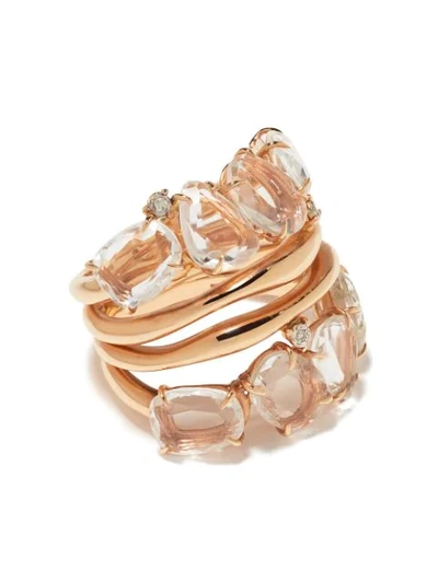 Brumani 18kt Rose Gold Confete E Serpentina Diamond And Quartz Ring