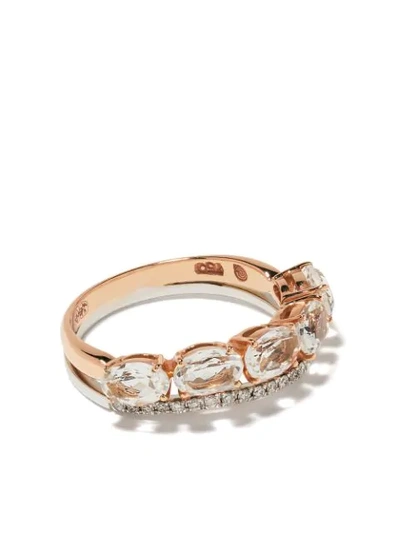 Brumani 18kt Rose And White Gold Looping Diamond And Quartz Ring In Rose Gold