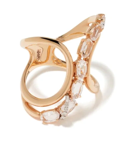 Brumani 18kt Rose Gold Looping Shine Diamond And Quartz Ring