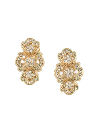 Pre-owned Dior 1980s  Strass Earrings In Gold