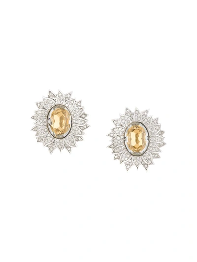 Pre-owned Dior 1980s  Strass Earrings In Silver