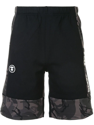 Aape By A Bathing Ape Contrast Panel Track Shorts In Black